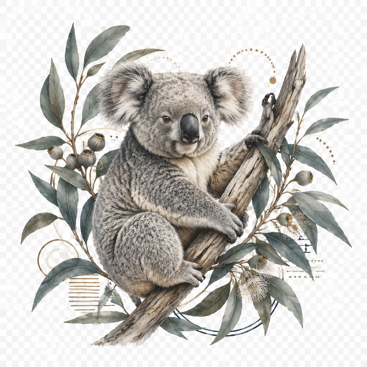 Koaleh Homes koala surrounded by eucalyptus